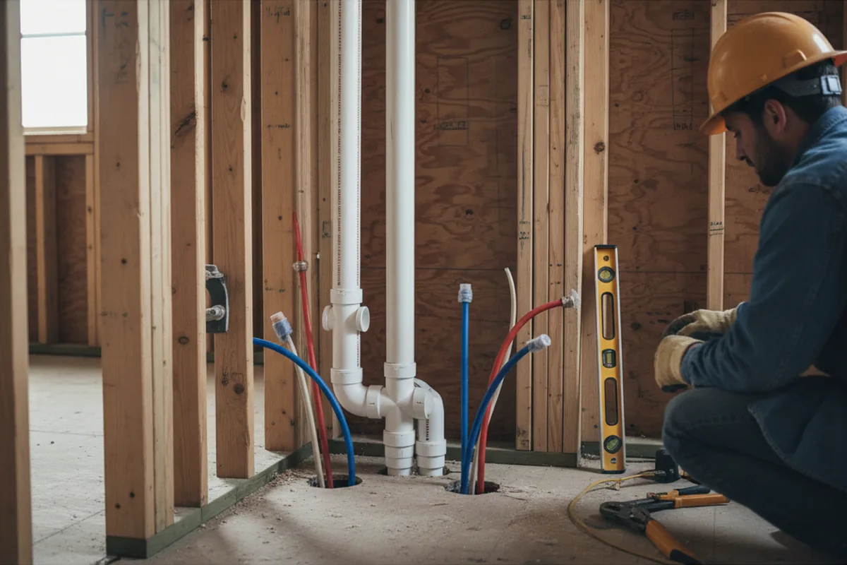 Drain and supply rough-in during Leak Detection in New Eagle
